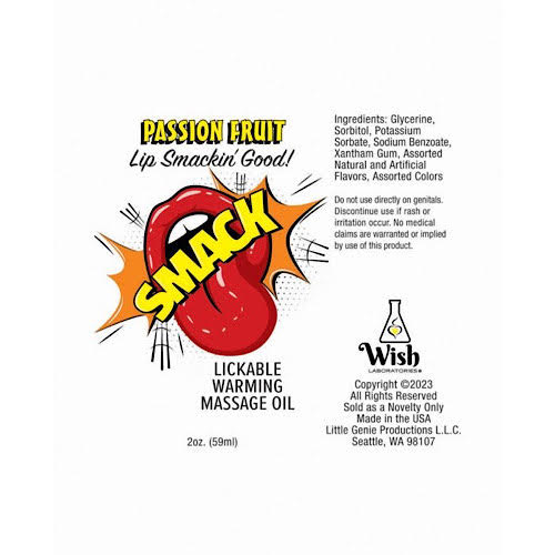 Smack Warming Massage Oil - 2 oz Passion Fruit