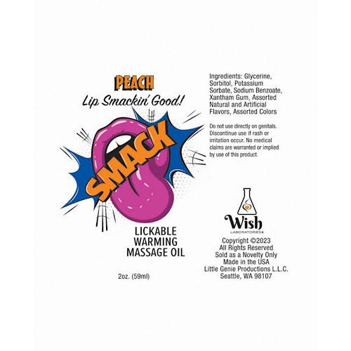 Smack Warming Massage Oil - 2 oz Peach