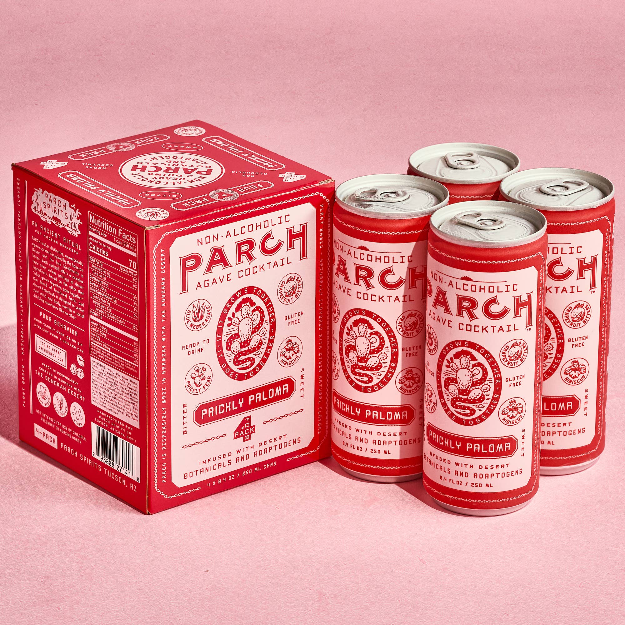 PARCH Prickly Paloma Non-Alc Agave Cocktail - 24 Cans