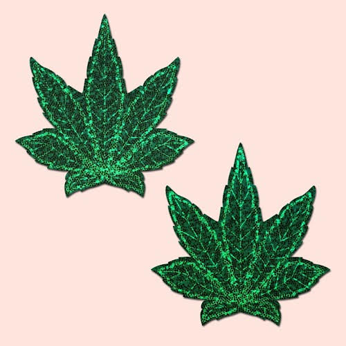 Pastease Nipple Covers Pot leaf Glitter