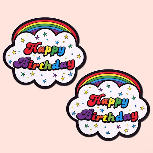 Pastease Nipple Covers Rainbow Cloud Happy  B Day