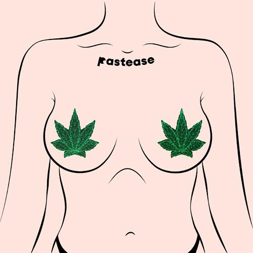 Pastease Nipple Covers Pot leaf Glitter